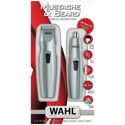 Многофункциональное устройство WAHL Home Mustache &amp; Beard Trimmer Duo WAH05606-308, цвет серебро, комплект: триммер-триммер для бороды и усов и триммер для волос в носу и ушах.