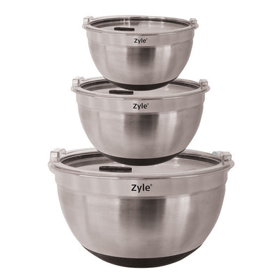 Набор мисок Zyle ZY193MMB, нержавеющая сталь, с крышками, 3 шт.