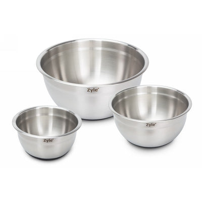 Набор мисок Zyle ZY193MMB, нержавеющая сталь, с крышками, 3 шт.