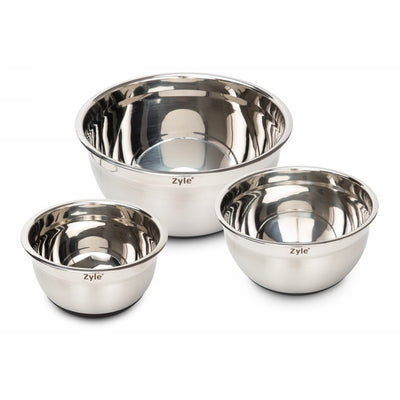 Набор мисок Zyle ZY193SMB, нержавеющая сталь, с крышками, 3 шт.