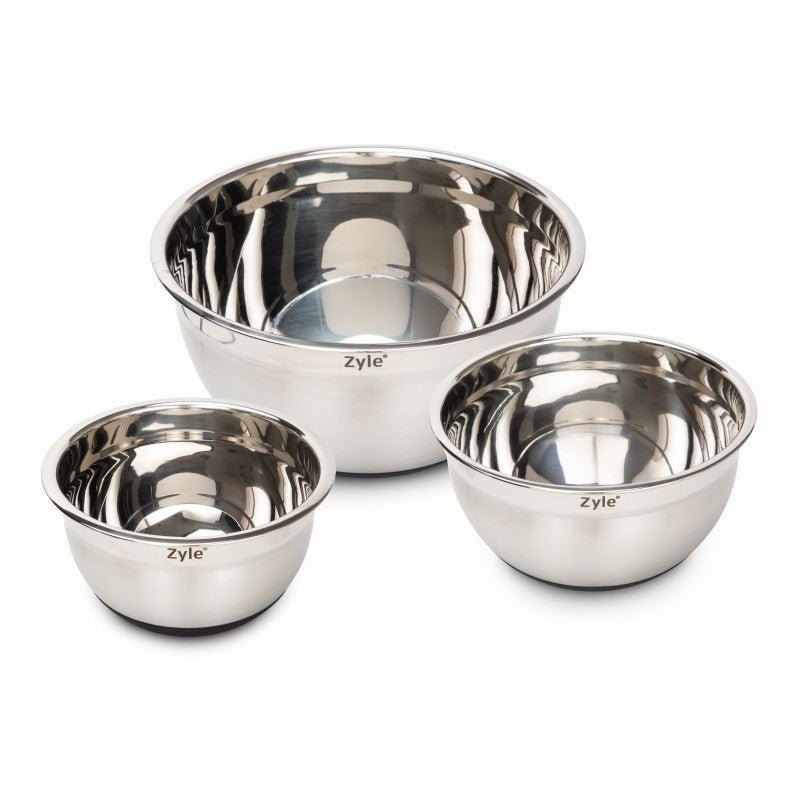 Набор мисок Zyle ZY193SMB, нержавеющая сталь, с крышками, 3 шт.