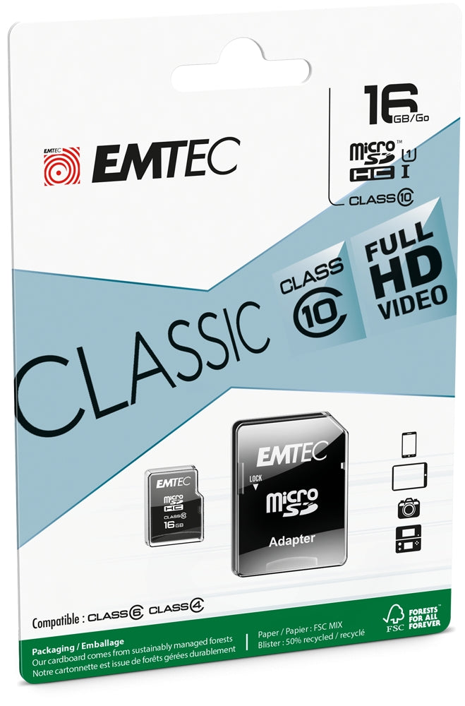 Emtec mSD 16GB Class10 Classic