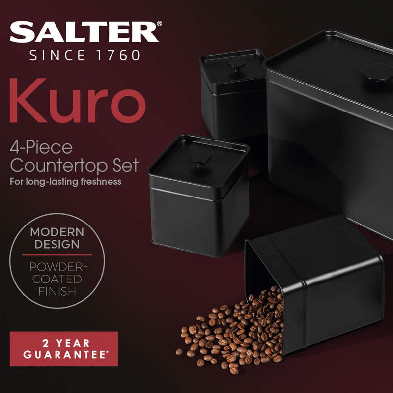 Salter BW126141EU7 Kuro 4-Piece Bread Bin & Canister Set