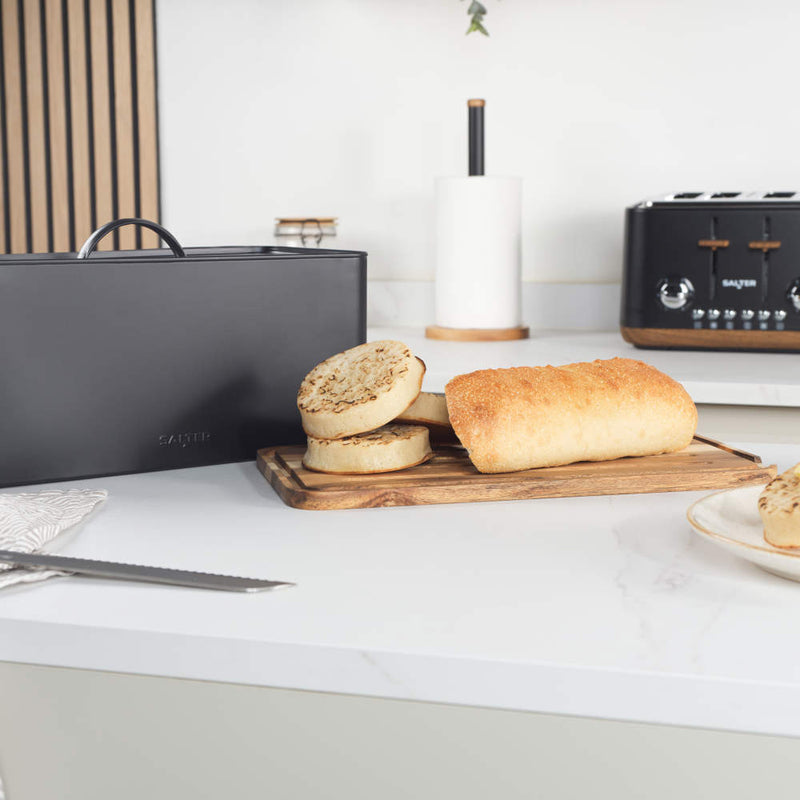 Salter BW13564EU7 Toronto Bread Bin with Chopping Board Black