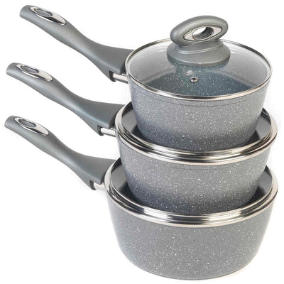 Salter BW02986G1EU7 Marblestone 3-Piece Saucepan Set - 16/18/20cm