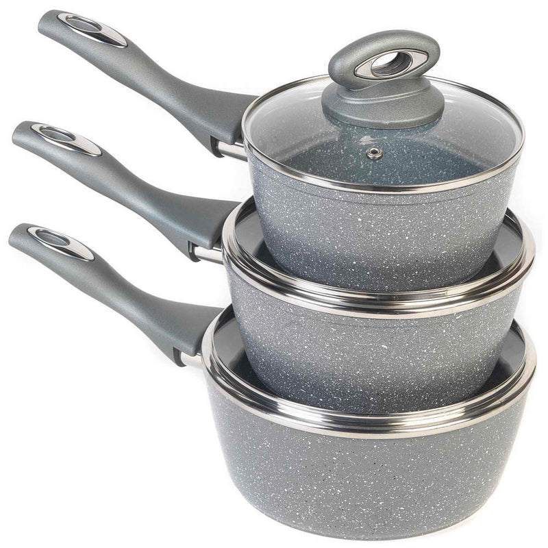 Salter BW02986G1EU7 Marblestone 3-Piece Saucepan Set - 16/18/20cm