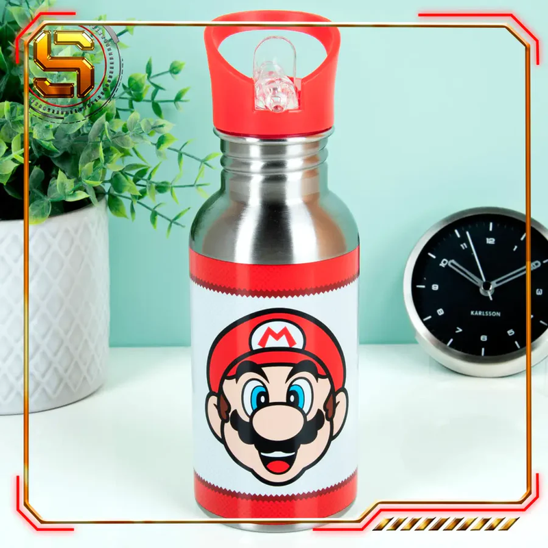 Paladone Super Mario Metal Water Bottle with Straw