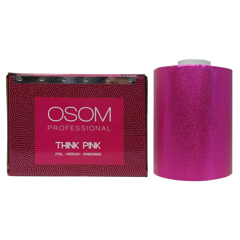 Foil for hair coloring Osom Professional Embossed Roll Pink FOIL15721, in a roll, 100 m, 12 cm wide, 15 microns thick