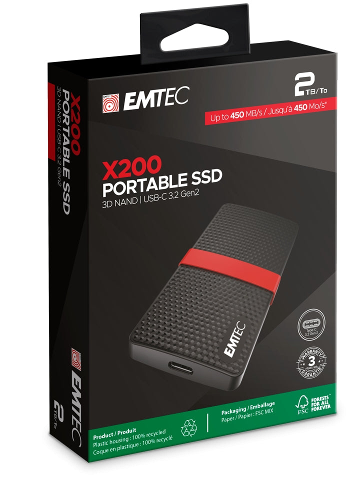 Emtec SSD 3.2 Gen1 X200 2TB Power Plus Portable