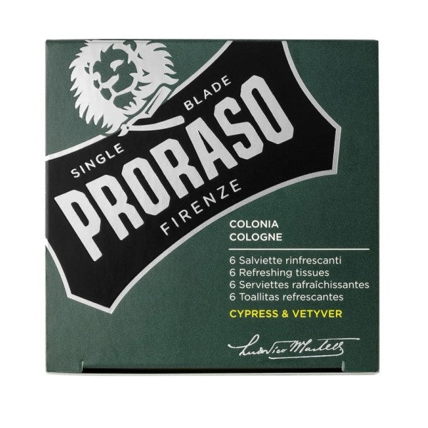 Proraso Cypress &amp; Vetyver Refreshing Tissues Refreshing wipes, 6 pcs.