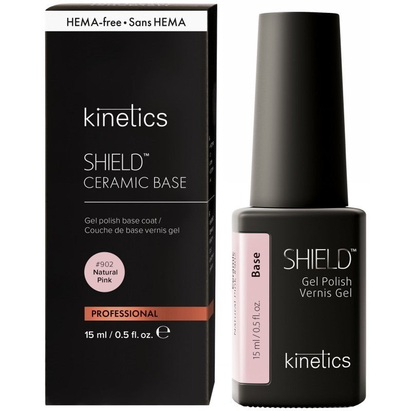Gelinio nagų lako pagrindas su spalva Kinetics SHIELD Ceramic Base 902 Natural Pink KCB902, 15 ml