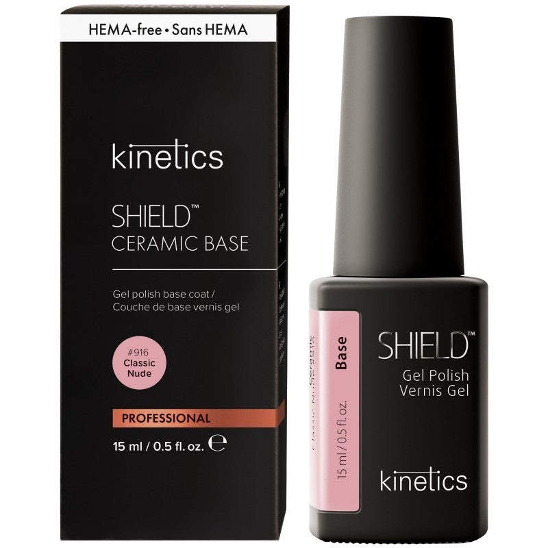 Gelinio nagų lako pagrindas su spalva Kinetics SHIELD Ceramic Base 916 Classic Nude KCB916, 15 ml