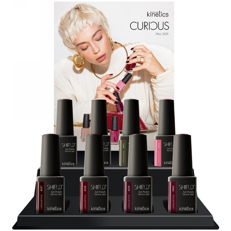 Gelinių nagų lakų rinkinys Kinetics Fall 2025 Curious SHIELD Mini Display KGPK080T
