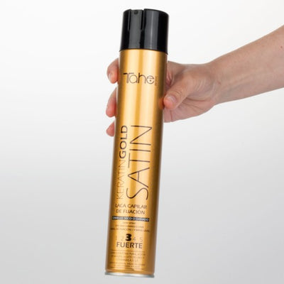 Strong fixation hairspray Satin Keratin Gold TAHE, 400 ml.