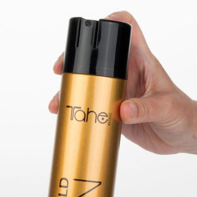 Strong fixation hairspray Satin Keratin Gold TAHE, 400 ml.