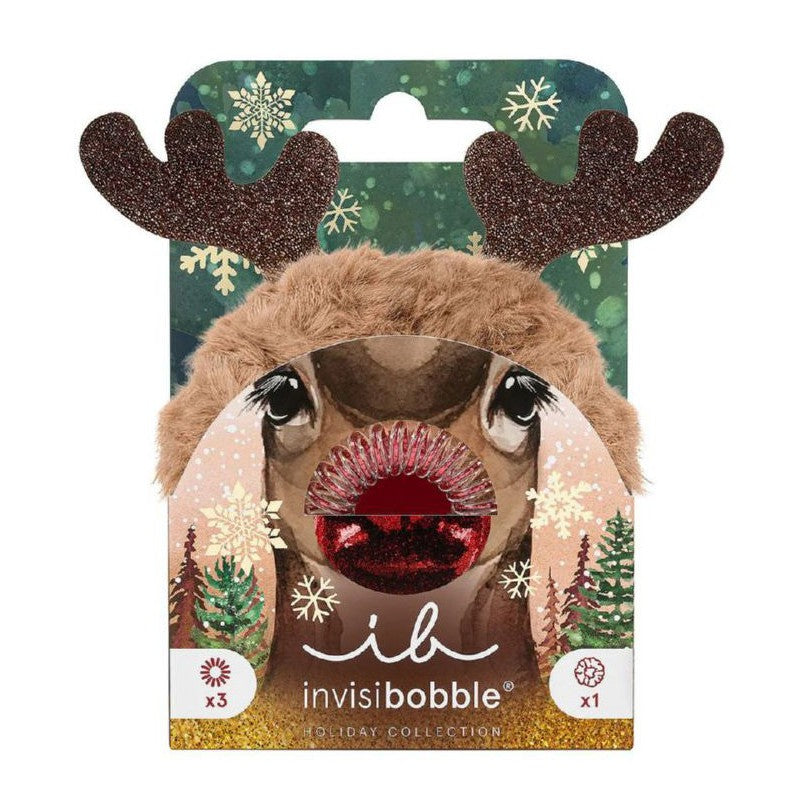 Gumyčių plaukams rinkinys Invisibobble Set Holidays Red Nose Reindeer, IB-SET-XM-3-1007, 4 vnt.