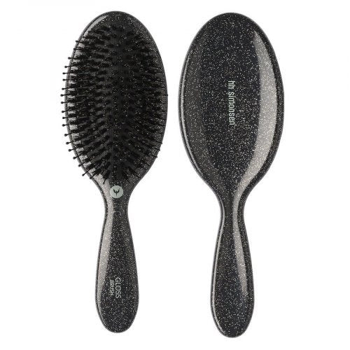 HH Simonsen Gloss Brush Plaukų šepetys su šerno šereliais Gun Metal Glitter