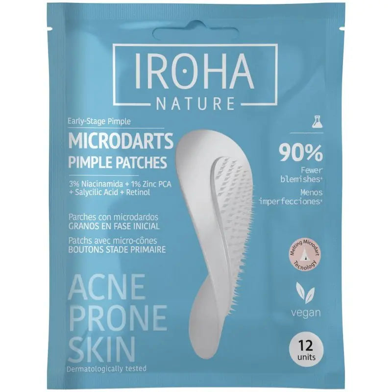 Hidrokoloidiniai pleistrai nuo spuogų su mikroadatėlėmis Iroha Nature Microdarts Pimple Patches With Salicylic Acid PIN21, 12 vnt.