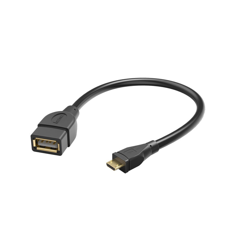 Hama 00173892 Кабель-переходник USB 2.0, разъем OTG micro B — розетка 15 см, черный