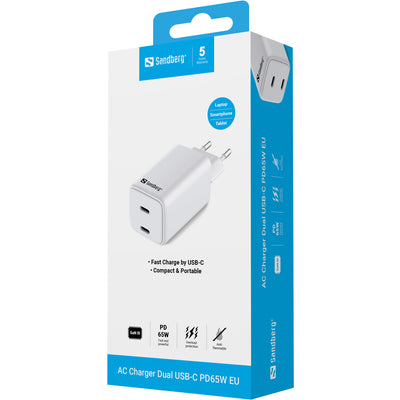 Sandberg 441-56 AC Charger Dual USB-C PD65W EU