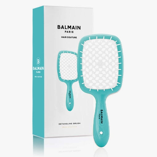 BALMAIN HAIR plaukų šepetys nuo šiaušimosi / Detangling Brush White / Turquoise +DOVANA BALMAIN PLAUKŲ DULKSNA 50 ML