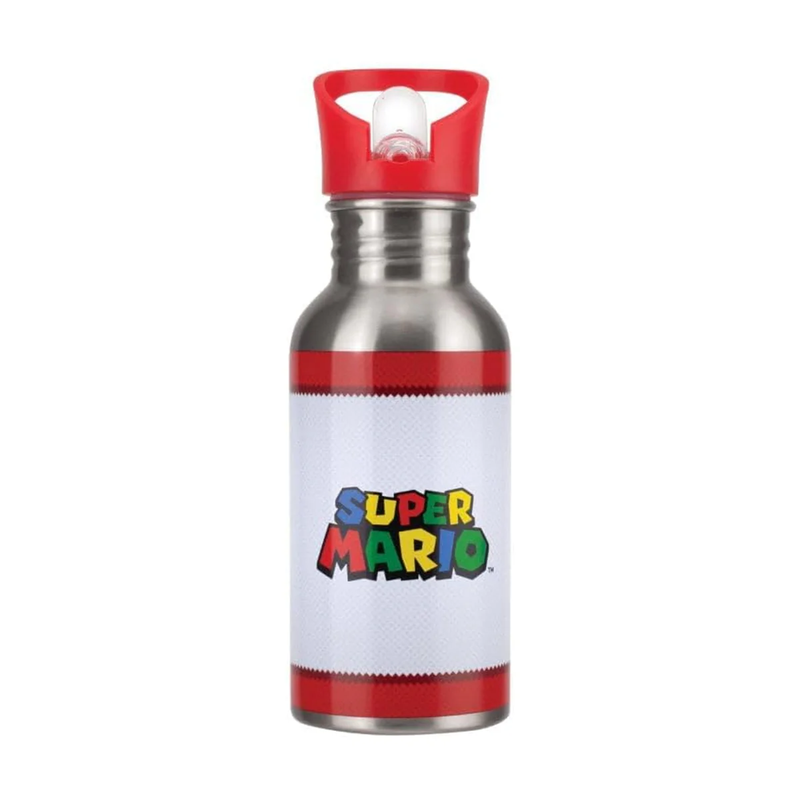Paladone Super Mario Metal Water Bottle with Straw