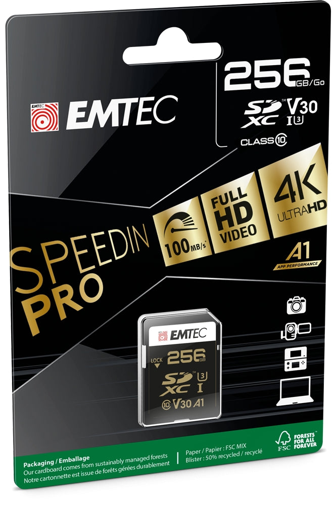 Emtec SD 256GB UHS-I U3 SpeedIN Pro