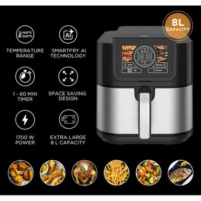 Karšto oro gruzdintuvė Zyle su Smart Fry AI technologija ZY007AF, 1700 W, 8 l