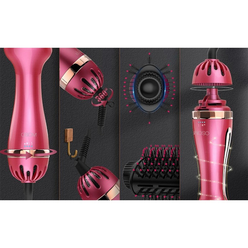 Karšto oro plaukų formuotuvas-džiovintuvas OSOM One Step Hot Air Brush OSOM601PL, slyvinės spalvos, su infraraudonaisiais spinduliais, 1000 W