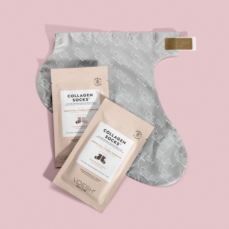 Маска для ног Voesh Collagen Socks VFM212COL, с коллагеном, аргановым и оливковым маслами, интенсивно увлажняет ноги, 1 пара носков