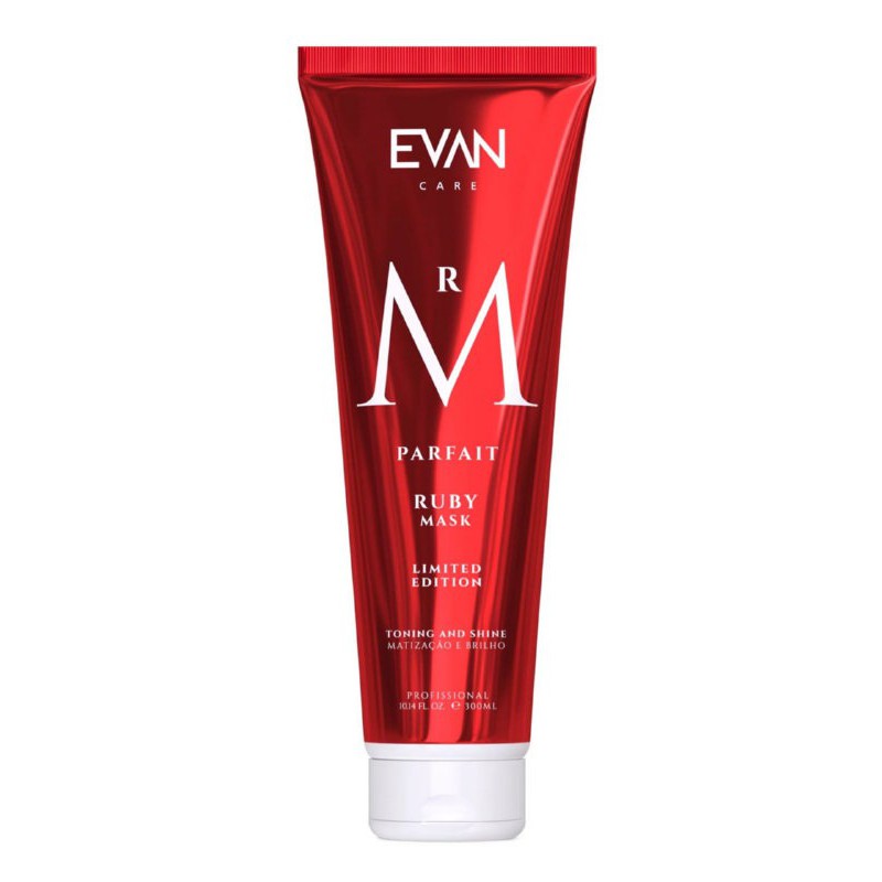 Kaukė plaukams EVAN Care Ruby Premium Mask EVAN50018, paryškinanti raudoną, varinę spalvą, be sulfatų ir parabenų, 300 ml