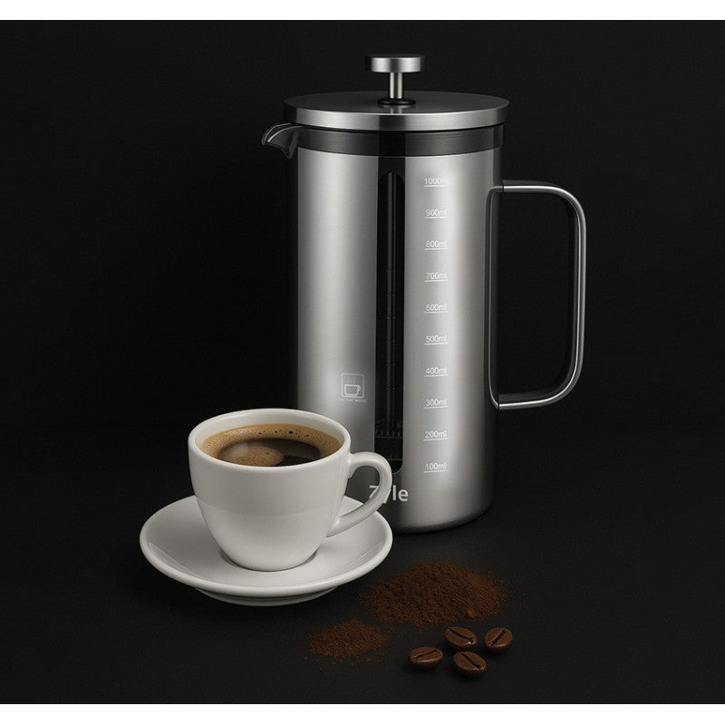 Kavinukas su nuspaudimu ZYLE, ZY611CF, stiklinis, 1000 ml