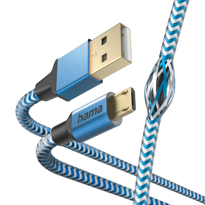 Hama 00201555 Reflective Charging Cable, USB-A - Micro-USB 1.5m Nylon blue