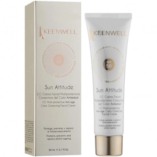KEENWELL SUN ATTITUDE PROTECTIVE CC CREAM WITH COLOR SPF 50, 60 ml + gift Previa hair product