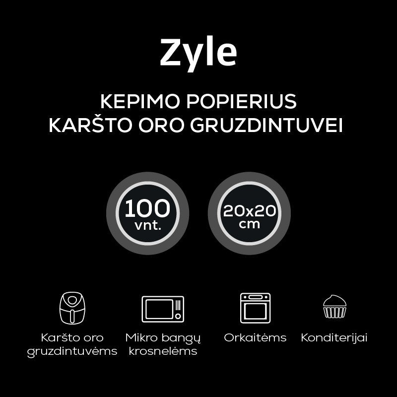 Kepimo popierius karšto oro gruzdintuvei Zyle, ZY2189AFP, 20 x 20 cm, 100 vnt