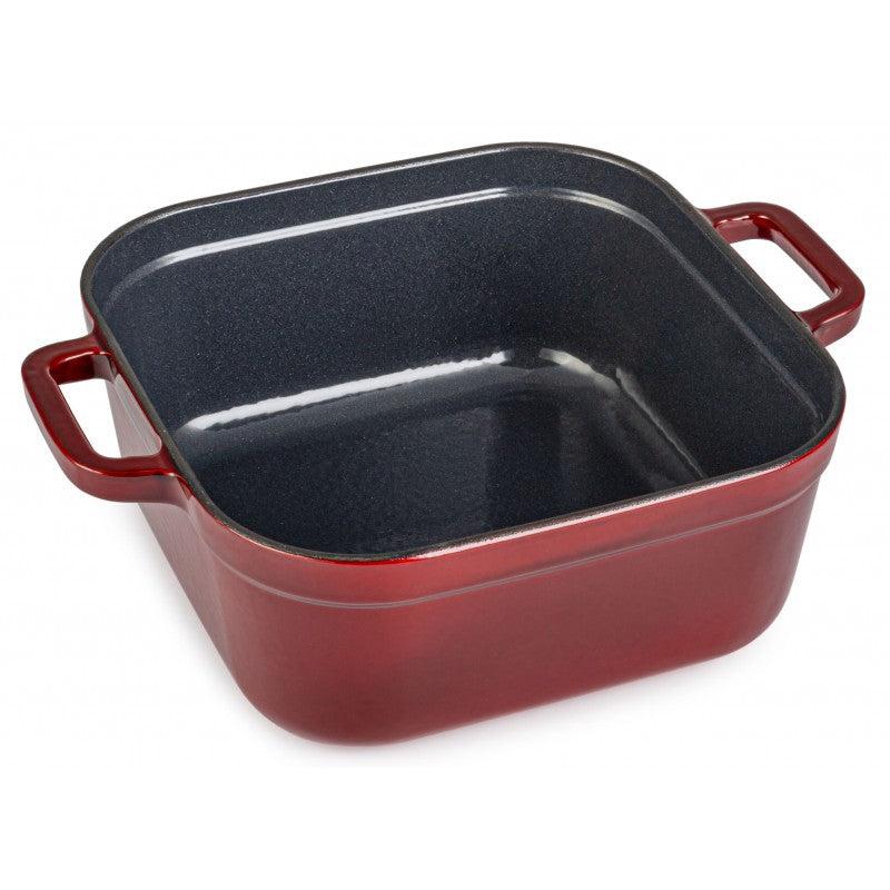 Square enameled cast iron pot Zyle ZY08RKI, 24 x 24 cm, 4.5 l, red