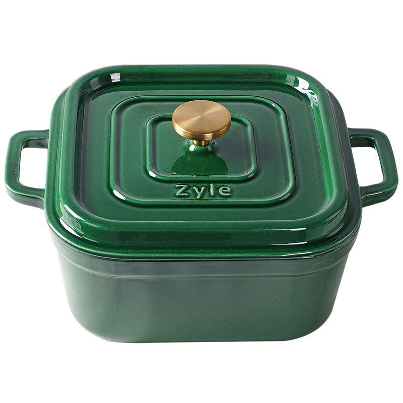 Кастрюля чугунная эмалированная квадратная Zyle ZY15GKI, 26 x 26 см, зеленая, 6 л