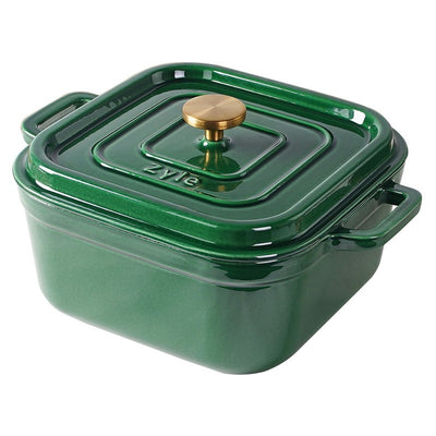 Кастрюля чугунная эмалированная квадратная Zyle ZY15GKI, 26 x 26 см, зеленая, 6 л