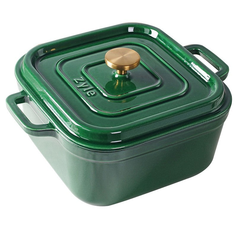 Кастрюля чугунная эмалированная квадратная Zyle ZY15GKI, 26 x 26 см, зеленая, 6 л
