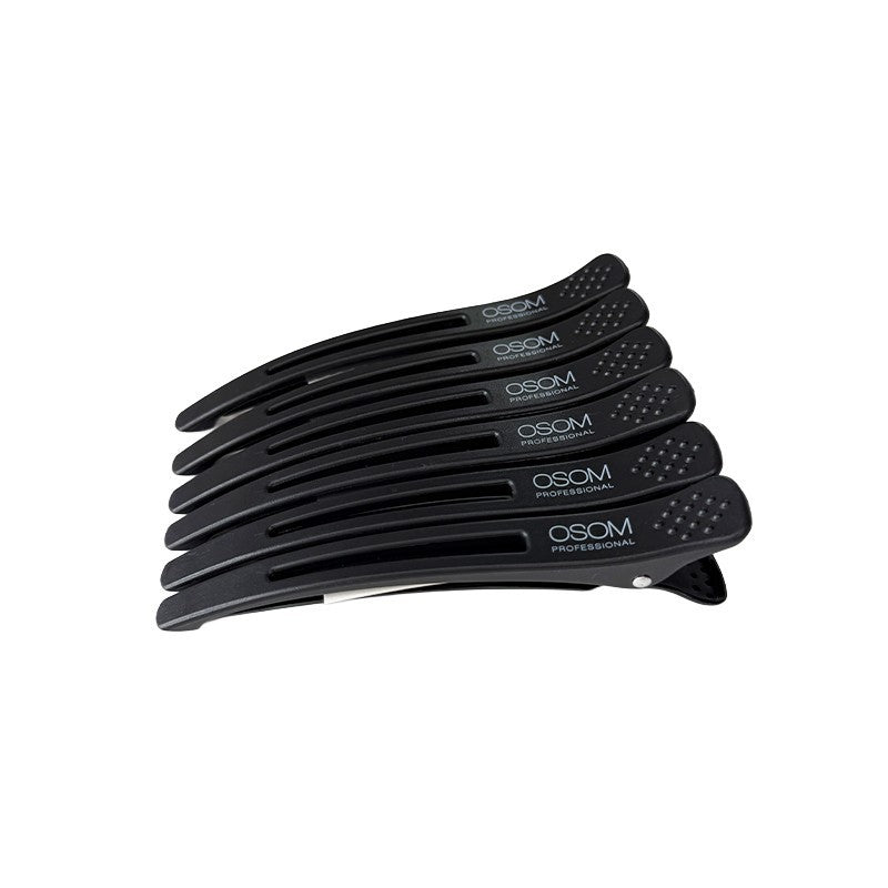 Klipsai plaukams OSOM Professional Hair Clip OSOMP1204BL, juodos spalvos, 6 vnt.