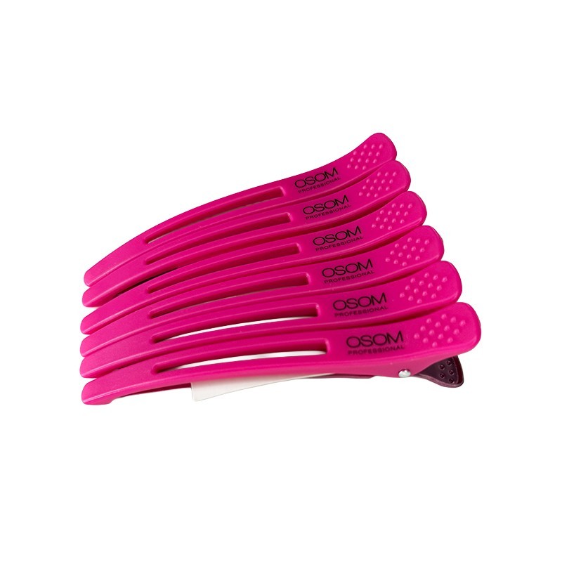 Klipsai plaukams OSOM Professional Hair Clip OSOMP1204P, rožinės spalvos, 6 vnt.