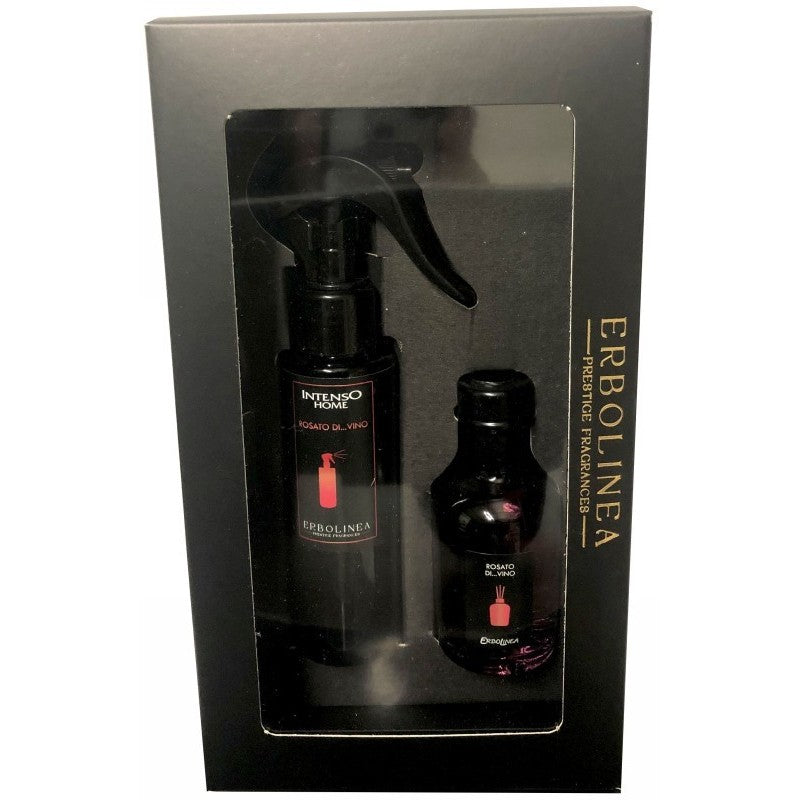 Набор ароматов для дома Erbolinea Prestige Rosato Di Vino ERBGIFTPACK2ROSATO, включает в себя: ароматизатор для дома и ароматические палочки по 100 мл и 50 мл.