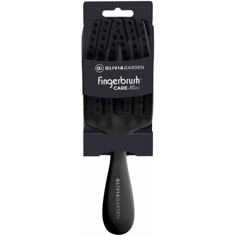 Lenktas šepetys plaukams Olivia Garden Fingerbrush Care Mini Black OG1911, juodos spalvos