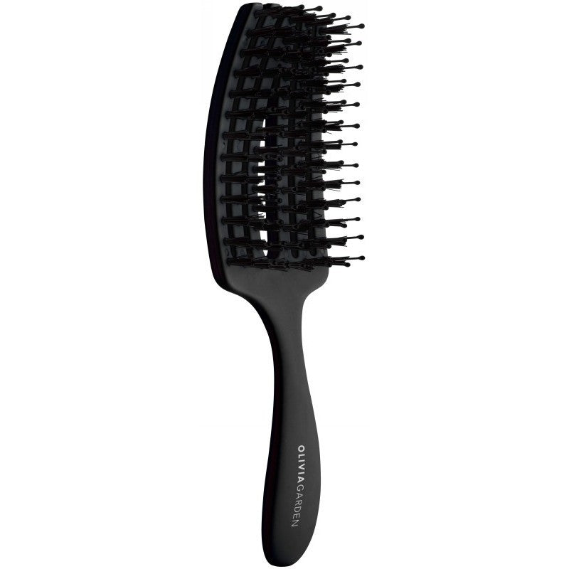 Lenktas šepetys plaukams Olivia Garden Fingerbrush Care Mini Black OG1911, juodos spalvos