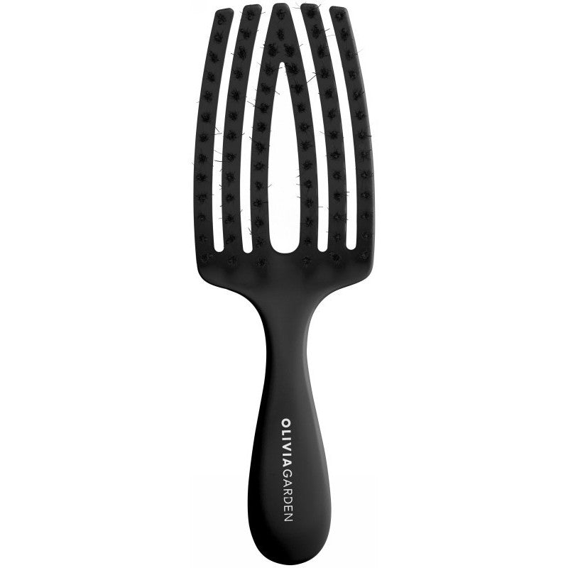 Lenktas šepetys plaukams Olivia Garden Fingerbrush Care Mini Black OG1911, juodos spalvos