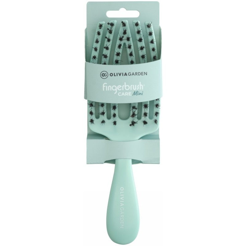 Lenktas šepetys plaukams Olivia Garden Fingerbrush Care Mini Mint OG1818, mėtinės spalvos