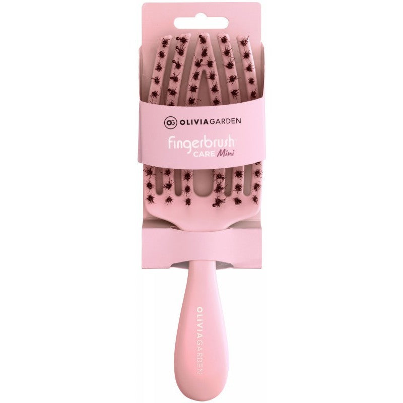 Lenktas šepetys plaukams Olivia Garden Fingerbrush Care Mini Pink OG1820, rožinės spalvos