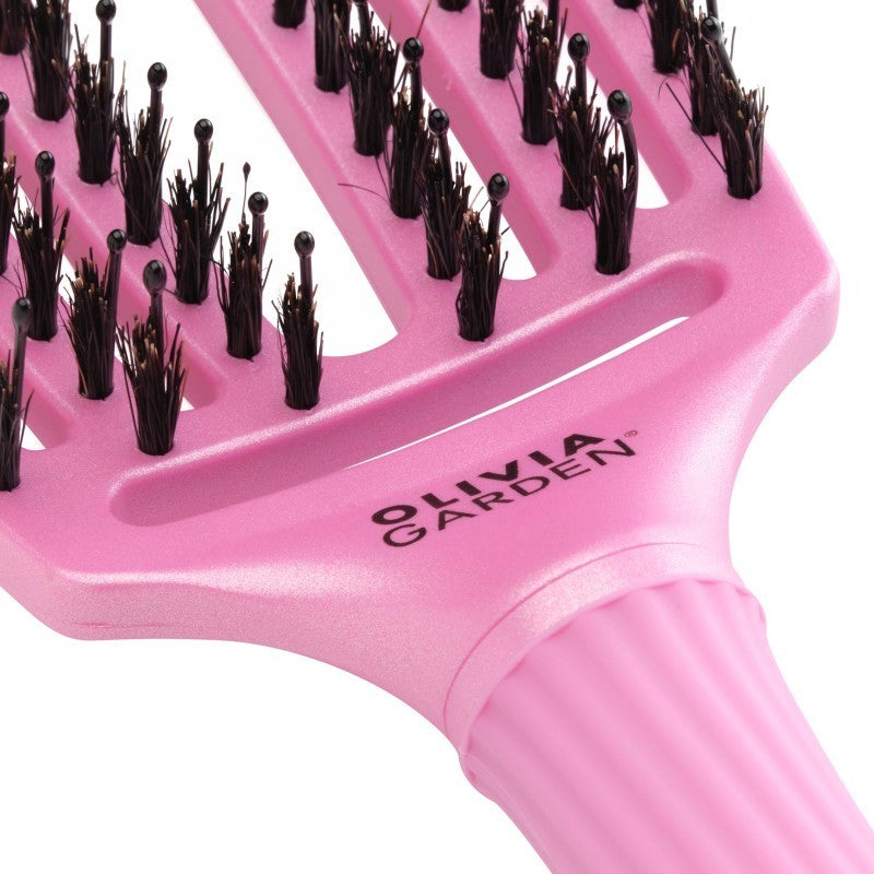 Curved hair brush Olivia Garden Fingerbrush Combo Arctic Lights Celestial Pink Medium OG1863