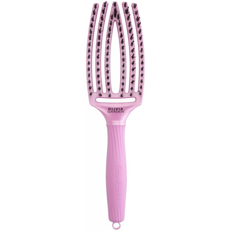 Curved hair brush Olivia Garden Fingerbrush Combo Arctic Lights Celestial Pink Medium OG1863