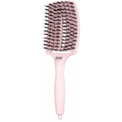 Curved brush for hair Olivia Garden Fingerbrush Combo Pastel Pink Large OG7838, pastel pink color